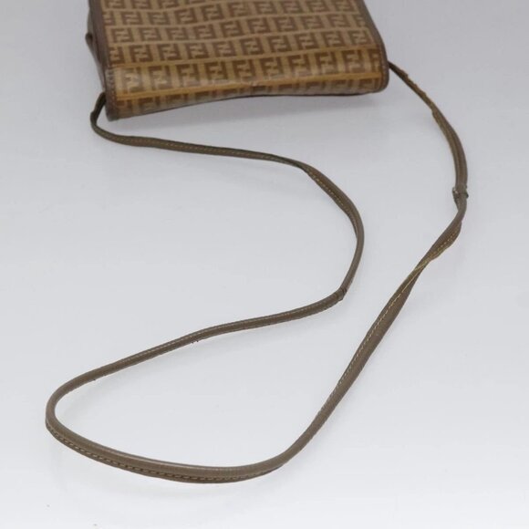 FENDI Zucchino Canvas Shoulder Bag Beige Auth 104456 - Picture 8 of 16